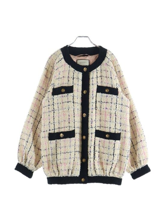Gucci Jackets & Blazers - Gucci Michele Era Oversize Tweed Bomber Jacket Color Beige